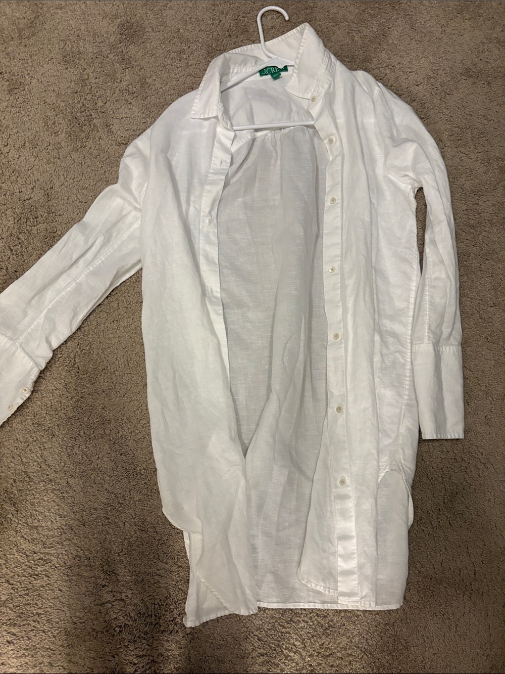 J. Crew White Linen-Cotton Button Down Shirt